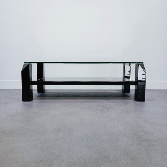 Image 1 of Table basse vintage Belgo chrome noir, Belgique 1970