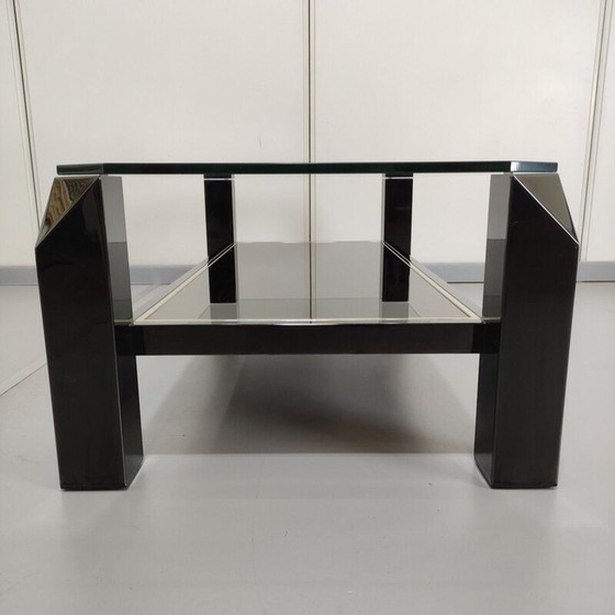 Image 1 of Table basse vintage Belgo chrome noir, Belgique 1970