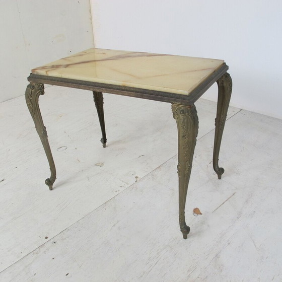 Image 1 of Table d'appoint Vintage Regency en marbre et laiton, années 1950