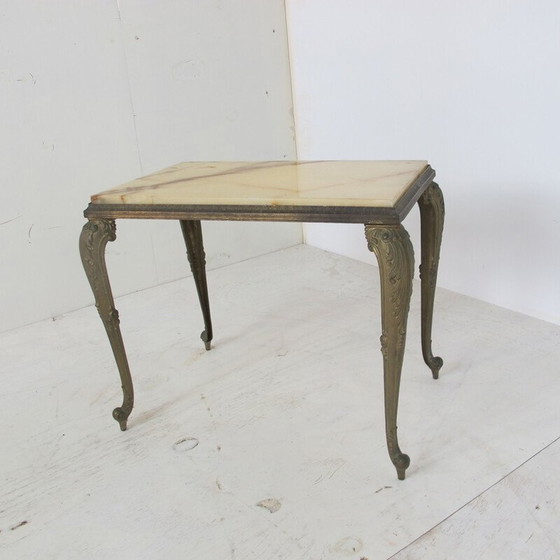 Image 1 of Table d'appoint Vintage Regency en marbre et laiton, années 1950