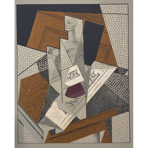 Lithographie vintage "La bouteille" par Juan Gris, 1925s