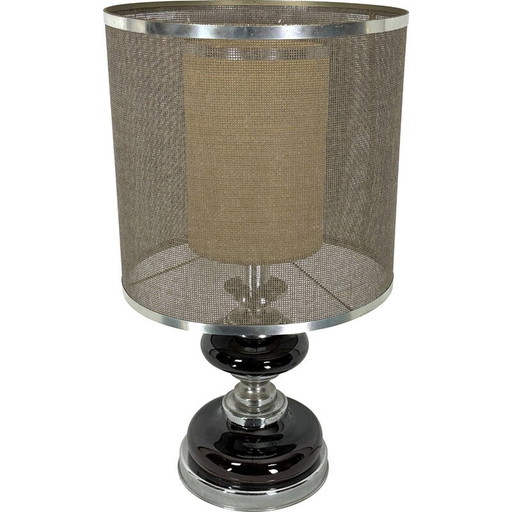 Lampe de table vintage Space Age en chrome et laque, Italie 1970