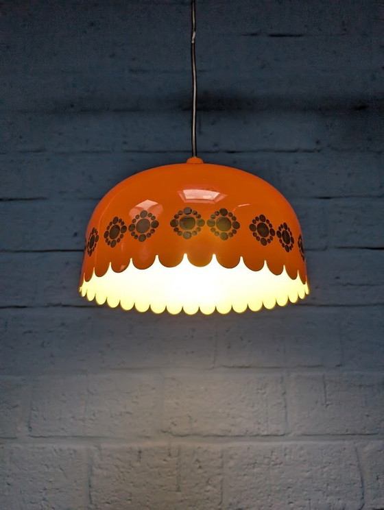 Image 1 of Lampe suspendue orange vintage, 1960, Design danois par Fog & Mørup