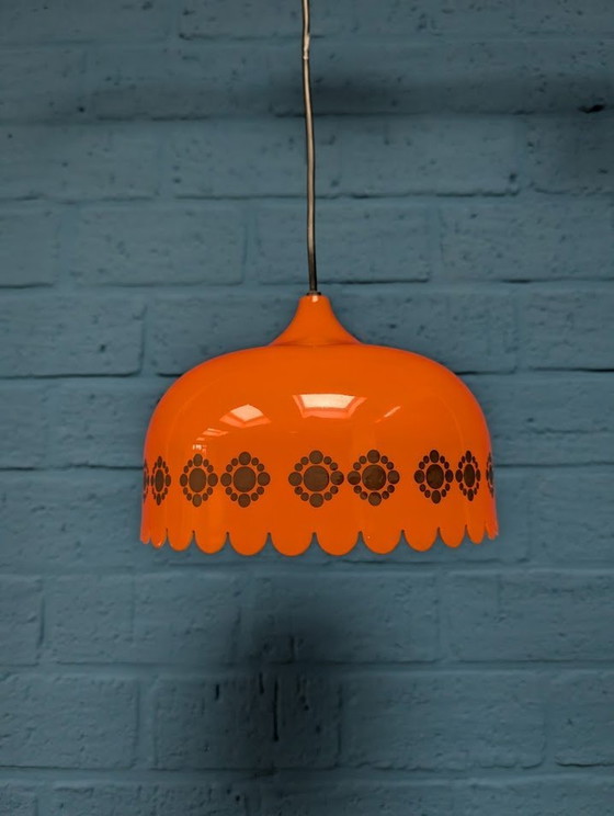 Image 1 of Lampe suspendue orange vintage, 1960, Design danois par Fog & Mørup