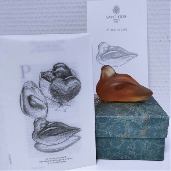 Image 1 of Presse-papier vintage en cristal zoomorphe de Rybaltchenko, 1990