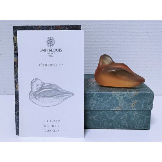 Image 1 of Presse-papier vintage en cristal zoomorphe de Rybaltchenko, 1990