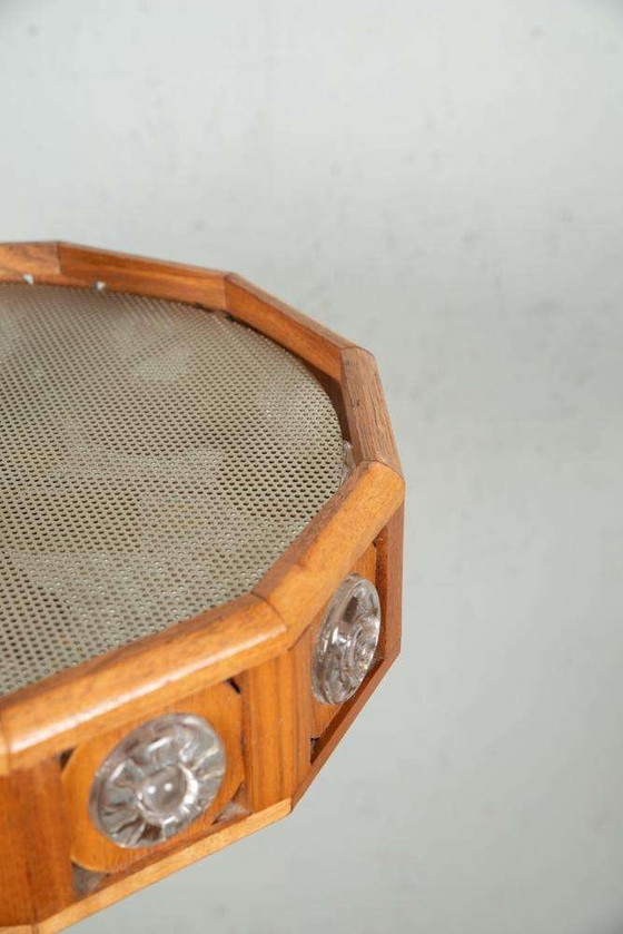 Image 1 of Lampe suspendue vintage en verre et bois, suspension bohème des années 60 Suède