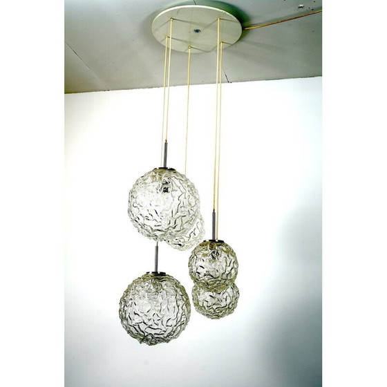Image 1 of Grand plafonnier à cascade en verre dépoli du Mid Century, Doria, années 1960