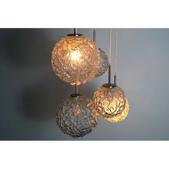 Image 1 of Grand plafonnier à cascade en verre dépoli du Mid Century, Doria, années 1960