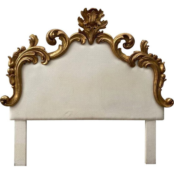 Image 1 of Tête de lit Vintage Art Deco en bois et tissu, Italie 1940s