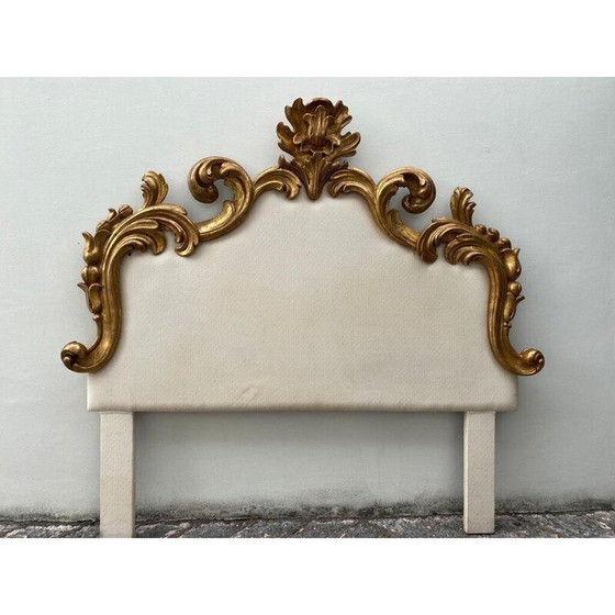Image 1 of Tête de lit Vintage Art Deco en bois et tissu, Italie 1940s