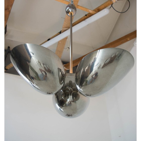 Image 1 of Lustre vintage Bauhaus en nickel pour Zukov, Tchécoslovaquie 1930