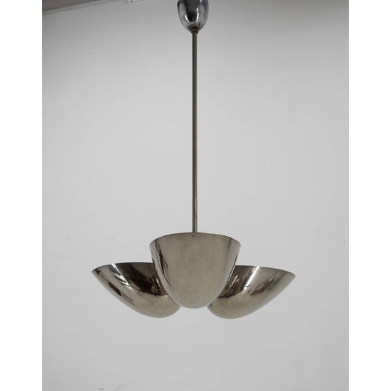 Image 1 of Lustre vintage Bauhaus en nickel pour Zukov, Tchécoslovaquie 1930