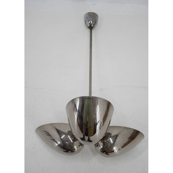 Image 1 of Lustre vintage Bauhaus en nickel pour Zukov, Tchécoslovaquie 1930