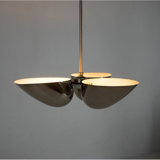 Image 1 of Lustre vintage Bauhaus en nickel pour Zukov, Tchécoslovaquie 1930