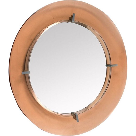 Image 1 of Miroir circulaire en verre vintage par Cristal Art, Italie 1960