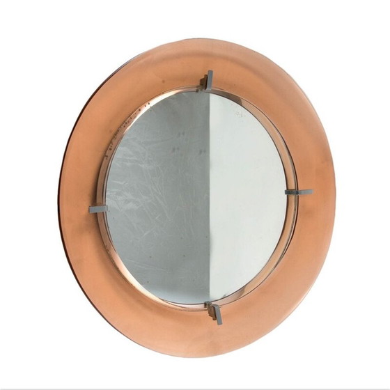 Image 1 of Miroir circulaire en verre vintage par Cristal Art, Italie 1960