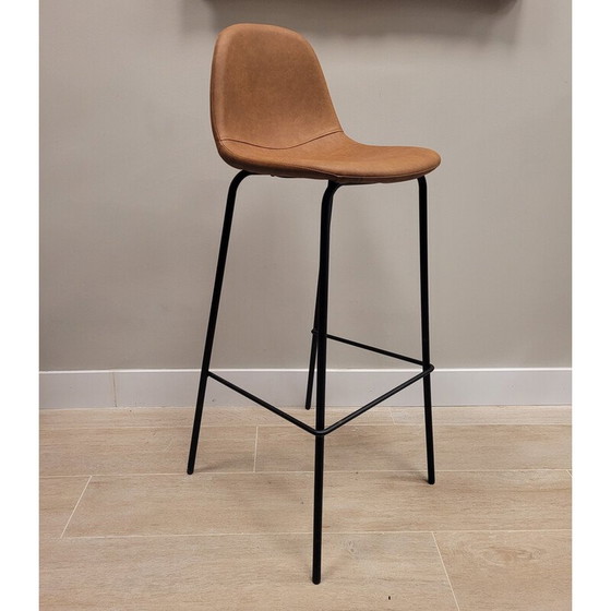 Image 1 of Banquette vintage en simili cuir et fer forgé noir, 1980