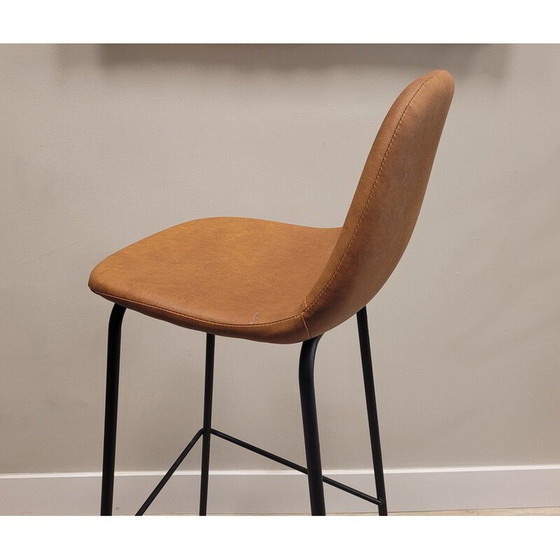 Image 1 of Banquette vintage en simili cuir et fer forgé noir, 1980