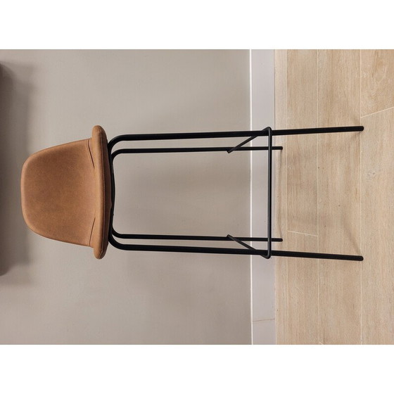 Image 1 of Banquette vintage en simili cuir et fer forgé noir, 1980