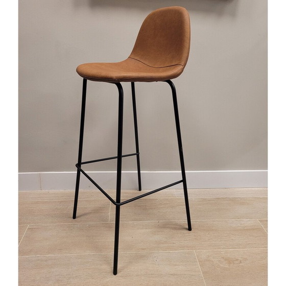 Image 1 of Banquette vintage en simili cuir et fer forgé noir, 1980