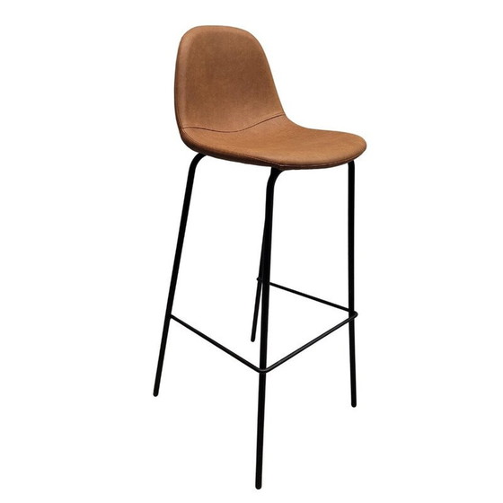 Image 1 of Banquette vintage en simili cuir et fer forgé noir, 1980