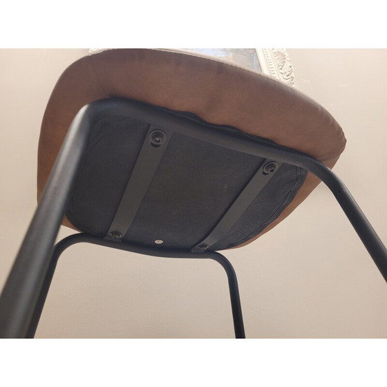 Image 1 of Banquette vintage en simili cuir et fer forgé noir, 1980