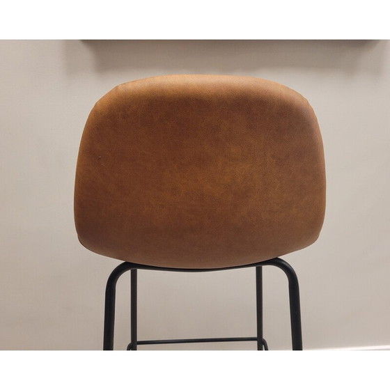 Image 1 of Banquette vintage en simili cuir et fer forgé noir, 1980