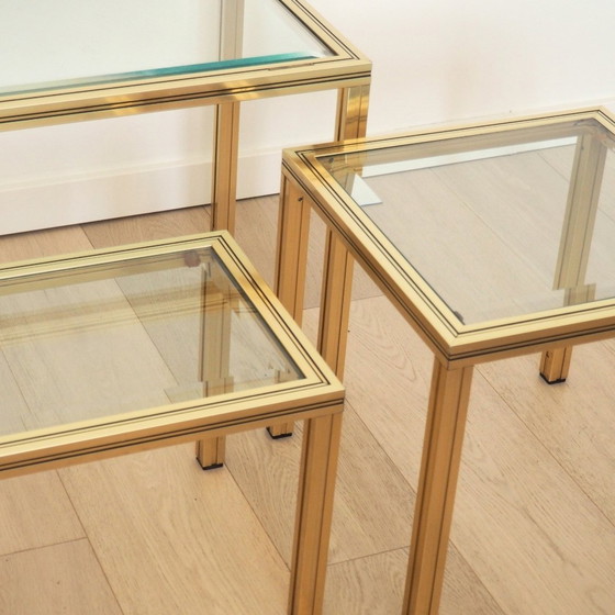 Image 1 of 1970S Pierre Vandel Gold Nesting Table Set Of 3