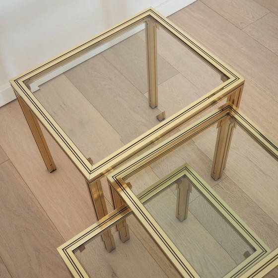 Image 1 of 1970S Pierre Vandel Gold Nesting Table Set Of 3