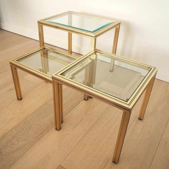 Image 1 of 1970S Pierre Vandel Gold Nesting Table Set Of 3