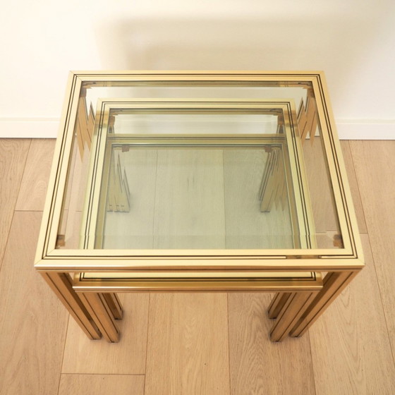 Image 1 of 1970S Pierre Vandel Gold Nesting Table Set Of 3