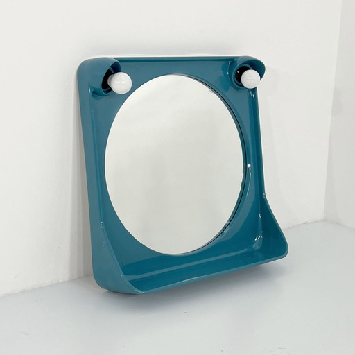 Miroir de courtoisie bleu en plastique, 1970S