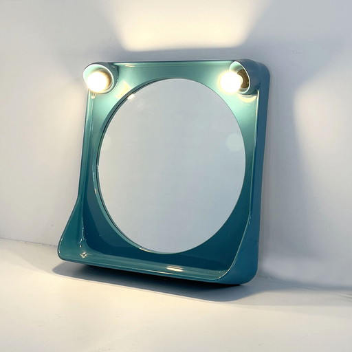 Miroir de courtoisie bleu en plastique, 1970S