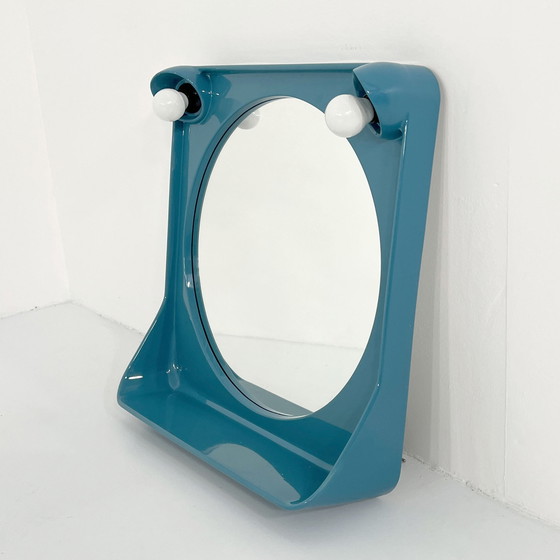 Image 1 of Miroir de courtoisie bleu en plastique, 1970S