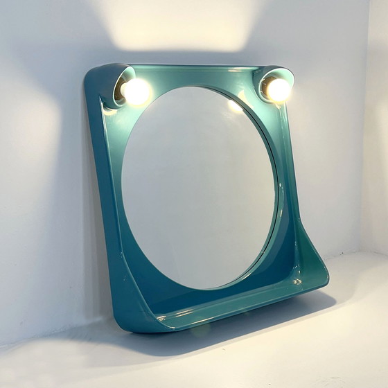 Image 1 of Miroir de courtoisie bleu en plastique, 1970S