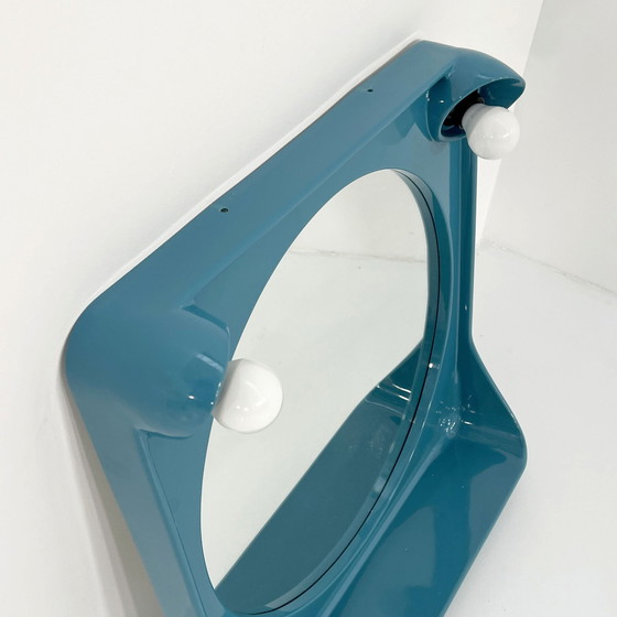 Image 1 of Miroir de courtoisie bleu en plastique, 1970S