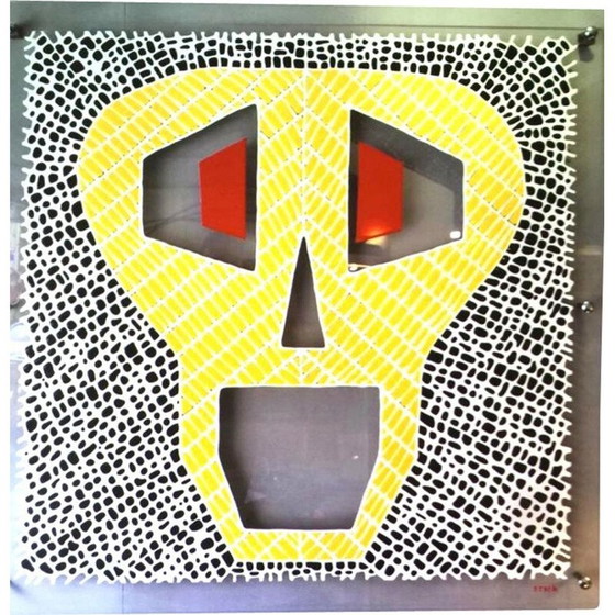 Image 1 of Œuvre d'art vintage sur altuglass en acier chromé par Stby