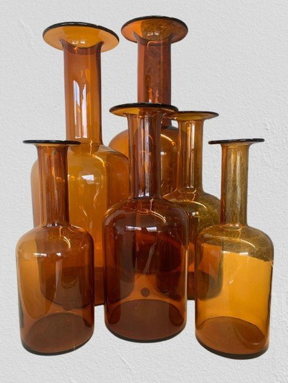 Image 1 of Ensemble de six bouteilles "Gulvvase" d'Otto Brauer pour Kastrup Holmegaard