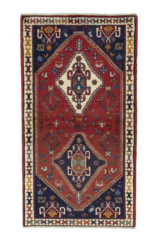 Tapis nomade Shiraz noué à la main - 150 X 82 cm