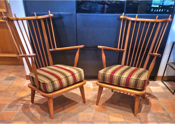 Image 1 of Set Of 2 Vintage Scandinavian Design Arrow Chair Armchairs, Armchairs