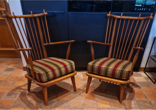 Set Of 2 Vintage Scandinavian Design Arrow Chair Armchairs, Armchairs