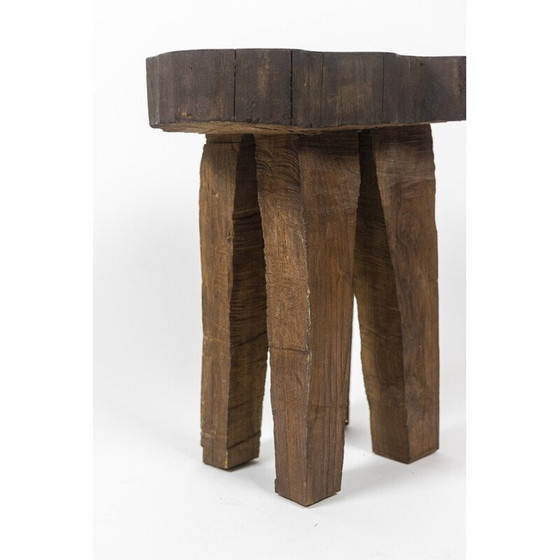 Image 1 of Ensemble de 4 tabourets vintage en bois d'orme, 1970