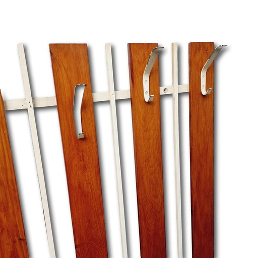 Porte-manteau vintage en métal et bois, 1960