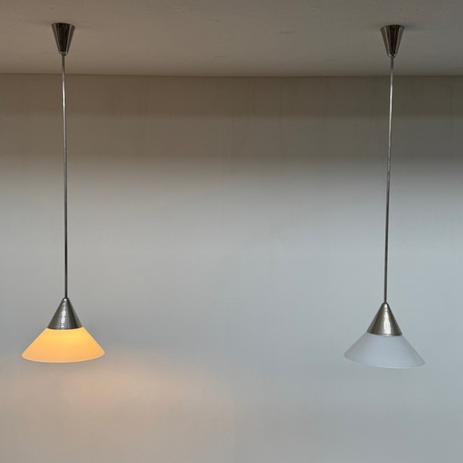 4X Lampe pendante avec abat-jour en verre conique Ø30Cm