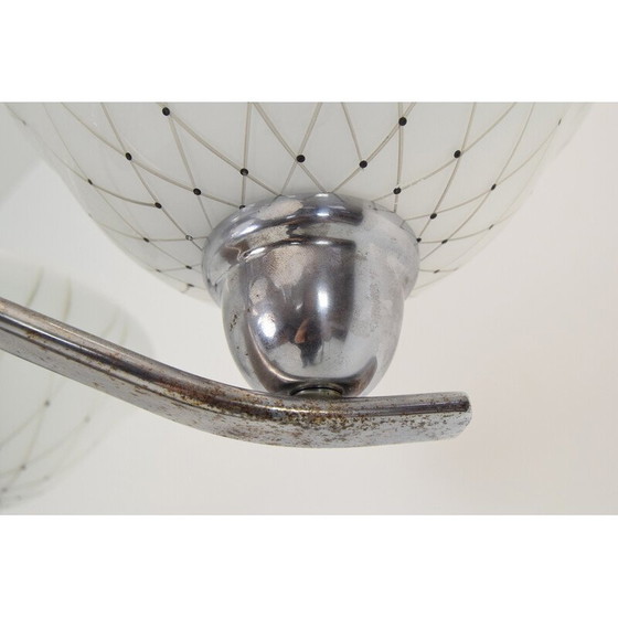 Image 1 of Lustre vintage en verre, métal et chrome pour Drukov, Tchécoslovaquie années 1960