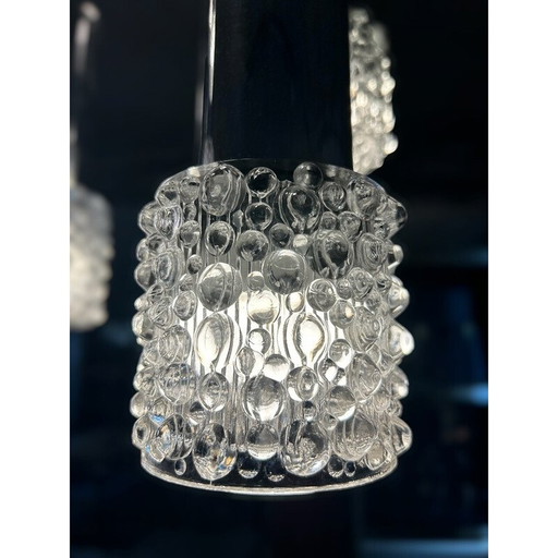 Lustre vintage à 6 lumières en verre et métal, 1970