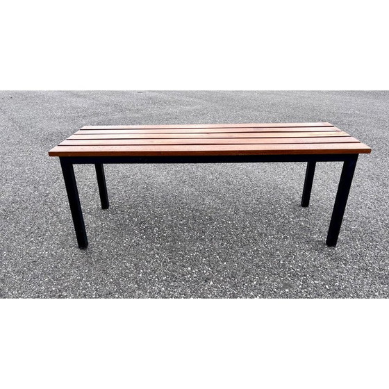 Image 1 of Banc industriel vintage en chêne et acier, 1950