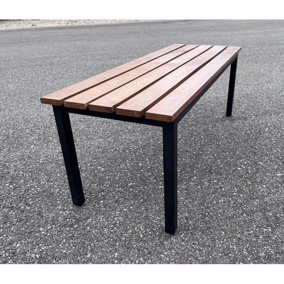 Image 1 of Banc industriel vintage en chêne et acier, 1950