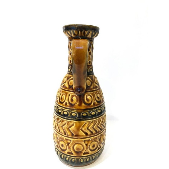 Image 1 of Vase vintage en céramique ocre de l'Allemagne de l'Ouest, 1970
